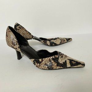 Aldo Pointed Toe Snakeskin Heel Slipon D'Orsay Shoes Womens Size 39 8.5